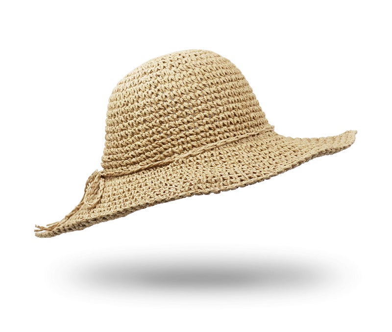 UltraKey Straw Hat, Handmade Beach Wide Brim Cap Foldable Outdoor Sun Hat Beach Headwear for Adult Man Women Beige - Image 5